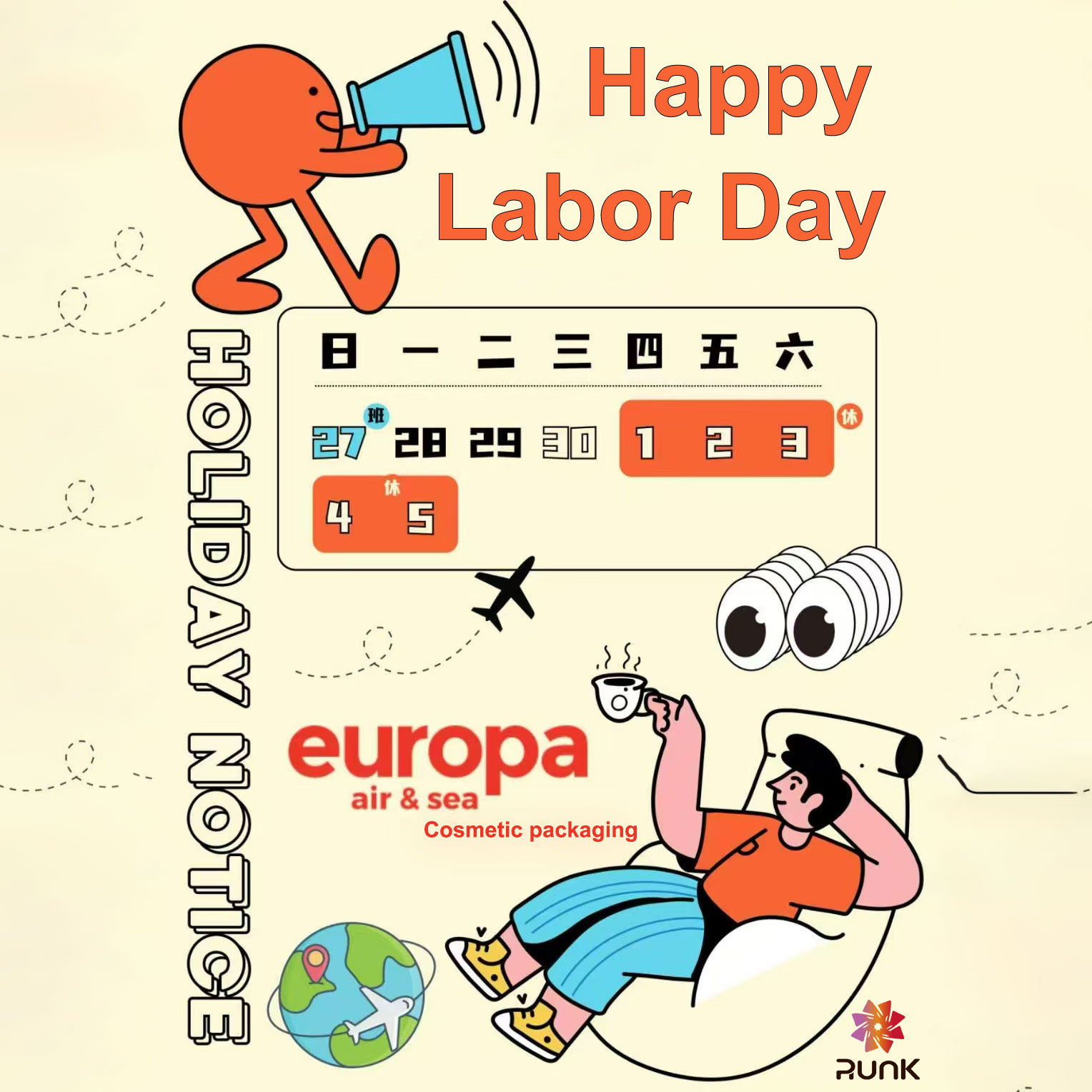 Annonce de vacances d'usine pour la Journée internationale des travailleurs